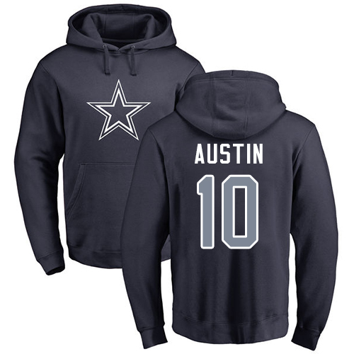 Men Dallas Cowboys Navy Blue Tavon Austin Name and Number Logo #10 Pullover NFL Hoodie Sweatshirts
